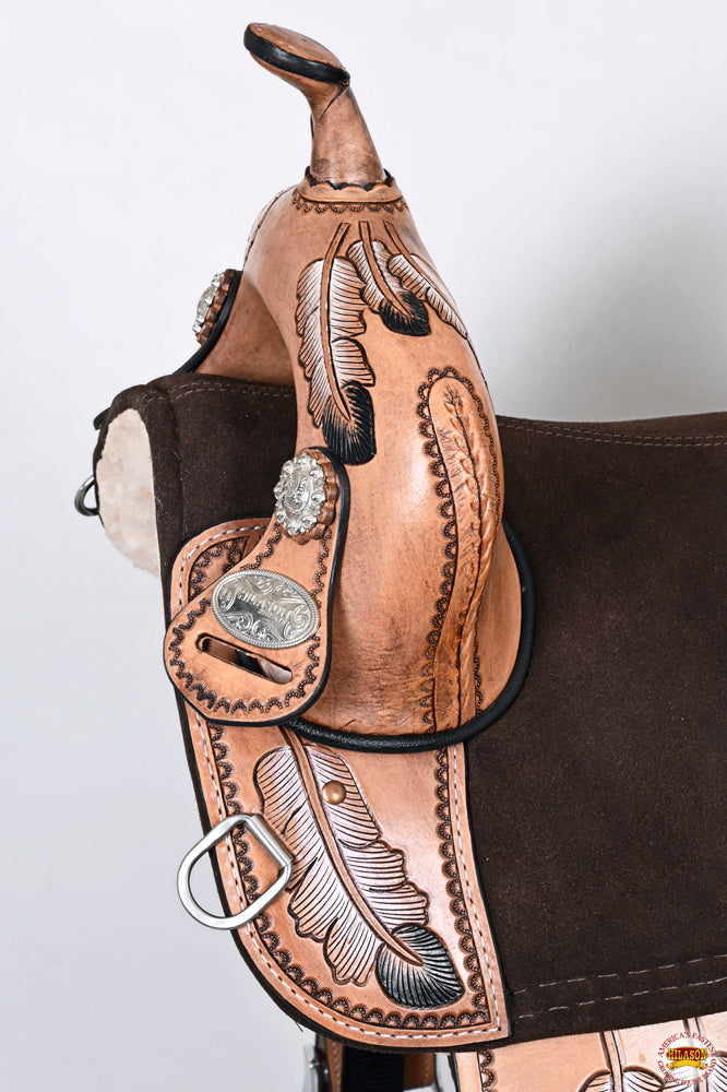 Hilason Western Horse Treeless Trail Barrel American Leather Saddle Tan