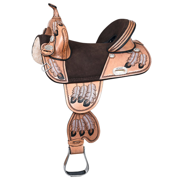 Hilason Western Horse Treeless Trail Barrel American Leather Saddle Tan - Hilason