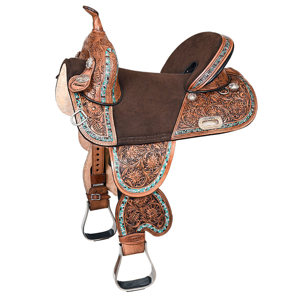 Hilason Western Horse Trail Barrel Racing American Leather Saddle Brown - Uhorse