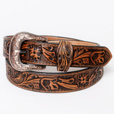 Beautifully Hand Tooled Genuine American Leather Belt Men and Women – by Hilason – Cowboy and equestrian accessories