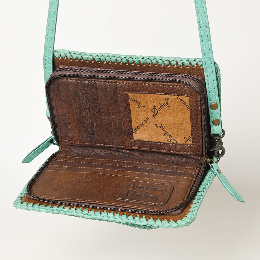 American Darling Western Hand-Tooled Leather Clutch Bag with Floral Carving and Premium Genuine Leather