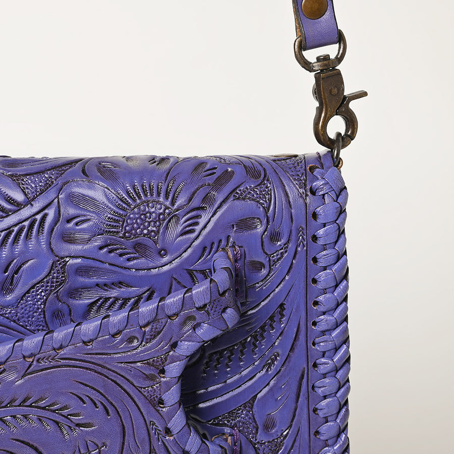 American Darling Western Hand-Tooled Leather Clutch Bag with Floral Carving and Premium Genuine Leather