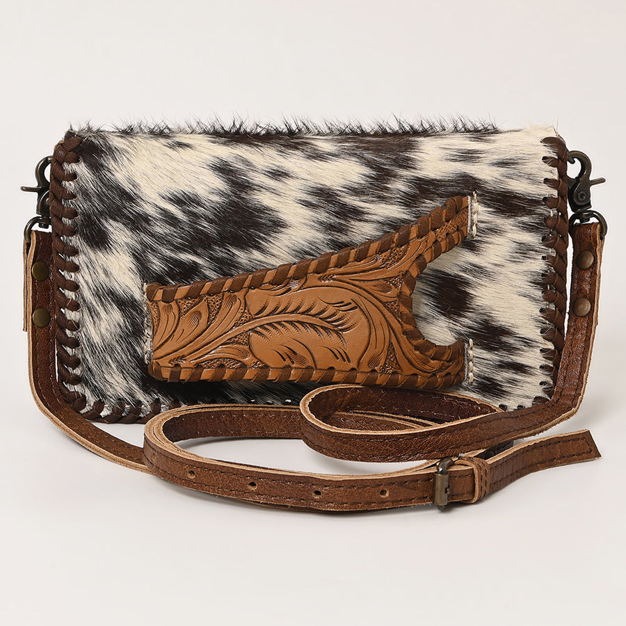 American Darling Western Hand-Tooled Leather Clutch Bag with Floral Carving and Premium Genuine Leather