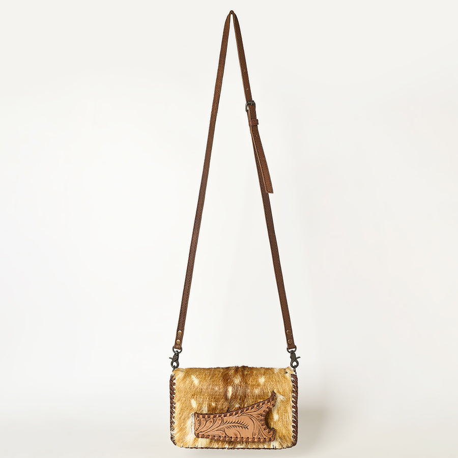 American Darling Western Hand-Tooled Leather Clutch Bag with Floral Carving and Premium Genuine Leather