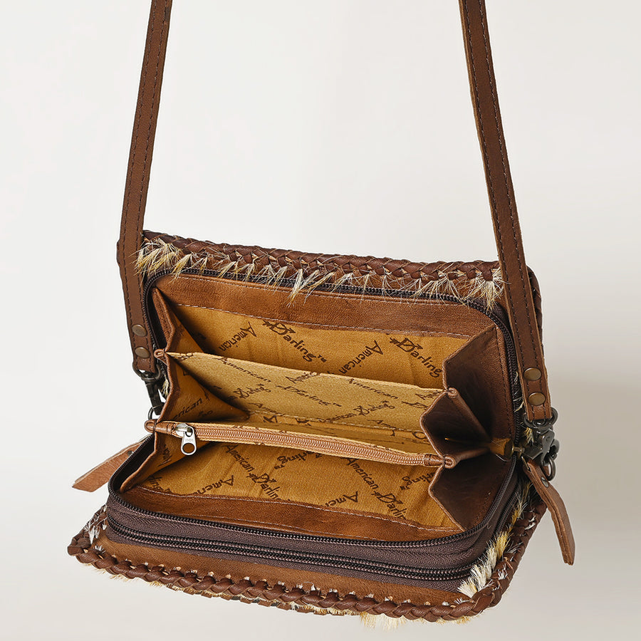 American Darling Western Hand-Tooled Leather Clutch Bag with Floral Carving and Premium Genuine Leather