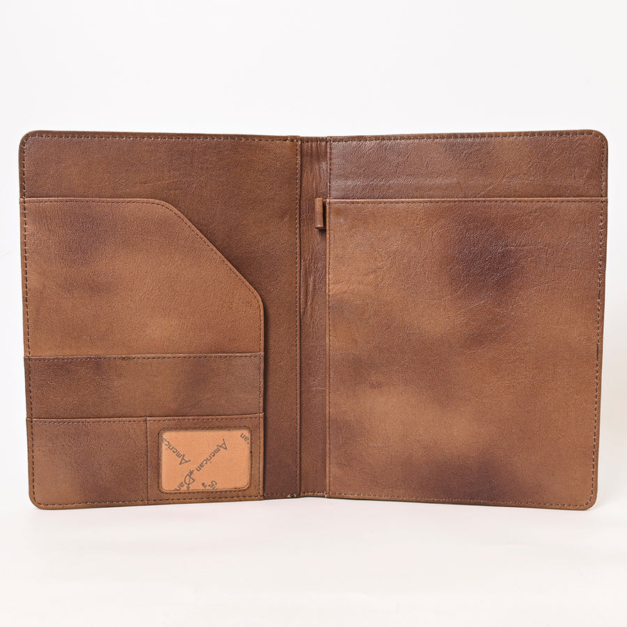 American Darling Western Portfolio Bag – Hand-Tooled Floral Carved Genuine Leather Organizer Case for Work, Travel & Daily Use