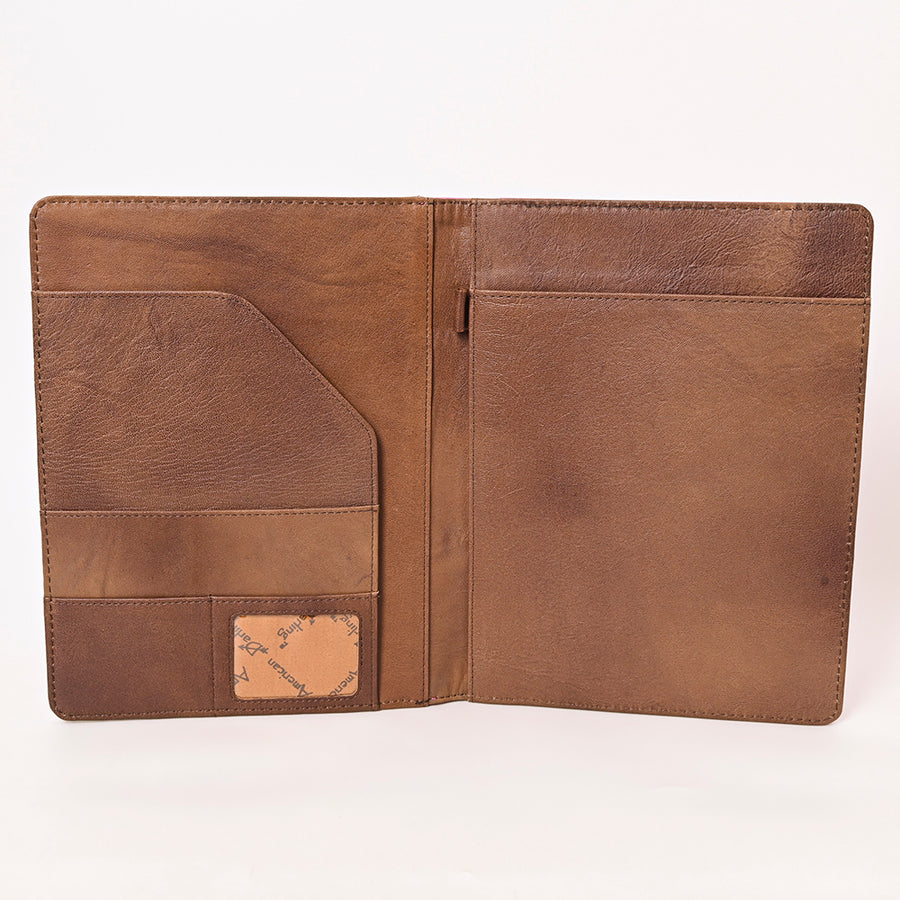 American Darling Western Portfolio Bag – Hand-Tooled Floral Carved Genuine Leather Organizer Case for Work, Travel & Daily Use