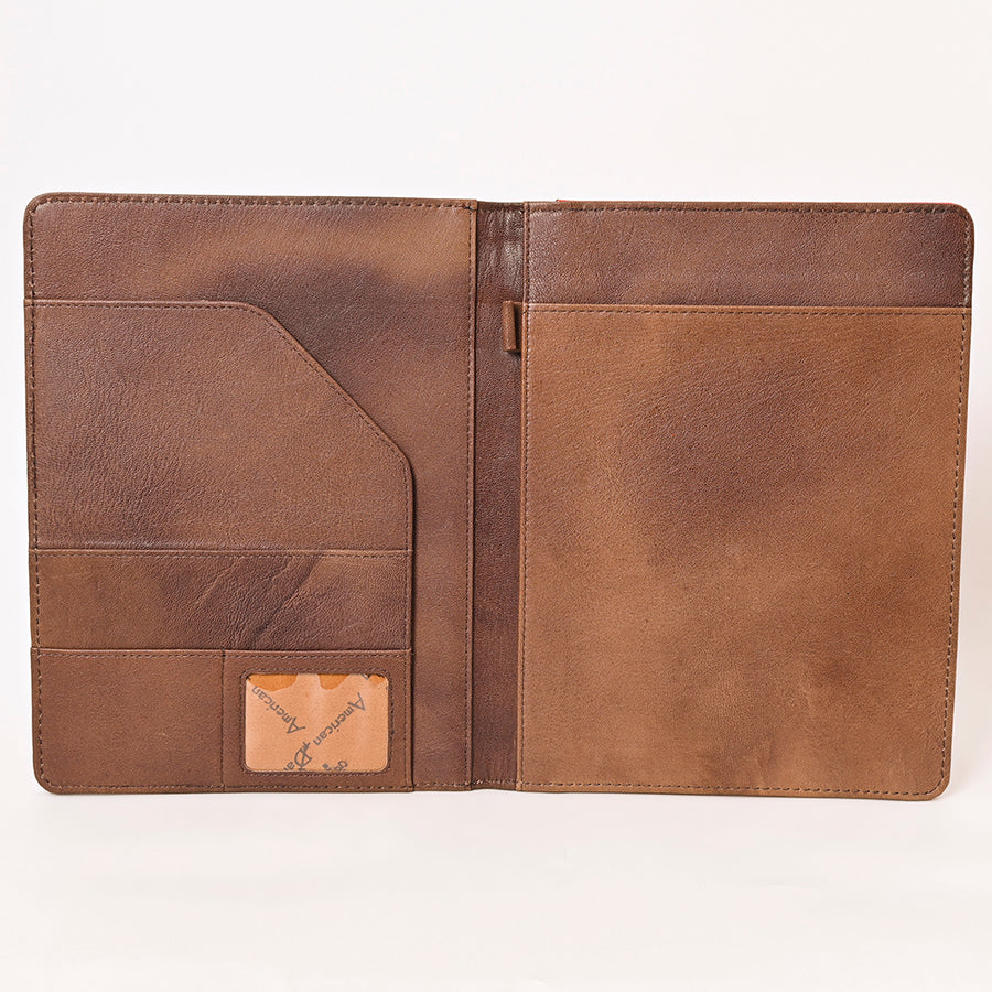 American Darling Western Portfolio Bag – Hand-Tooled Floral Carved Genuine Leather Organizer Case for Work, Travel & Daily Use