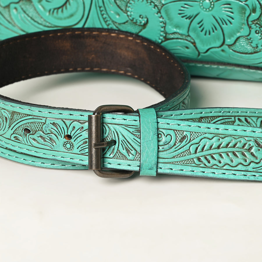 American Darling Western Hand-Tooled Leather Crossbody Bag – Genuine Floral Carved Women’s Purse with Strap and Fringe Detail