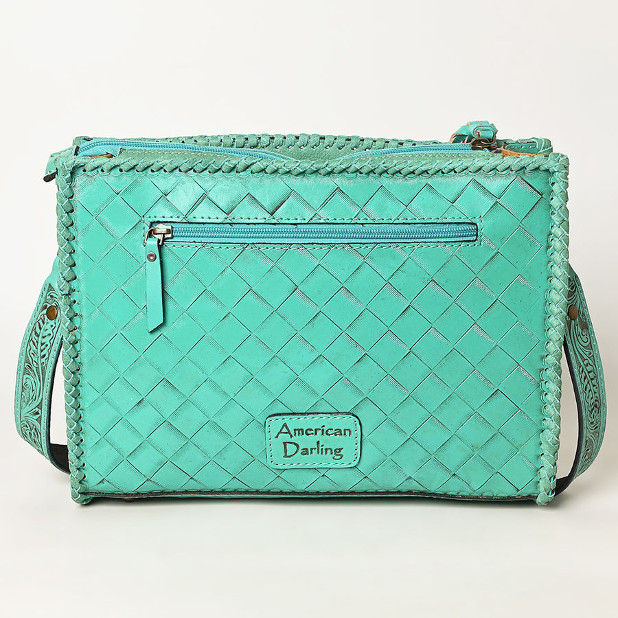 American Darling Western Hand-Tooled Leather Crossbody Bag – Genuine Floral Carved Women’s Purse with Strap and Fringe Detail