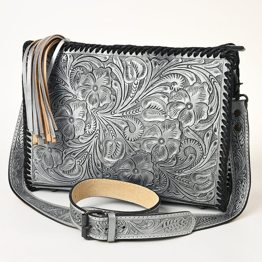 American Darling Hand-Tooled Western Leather Crossbody Bag - Genuine Floral Carved Artisan Purse - Uhorse