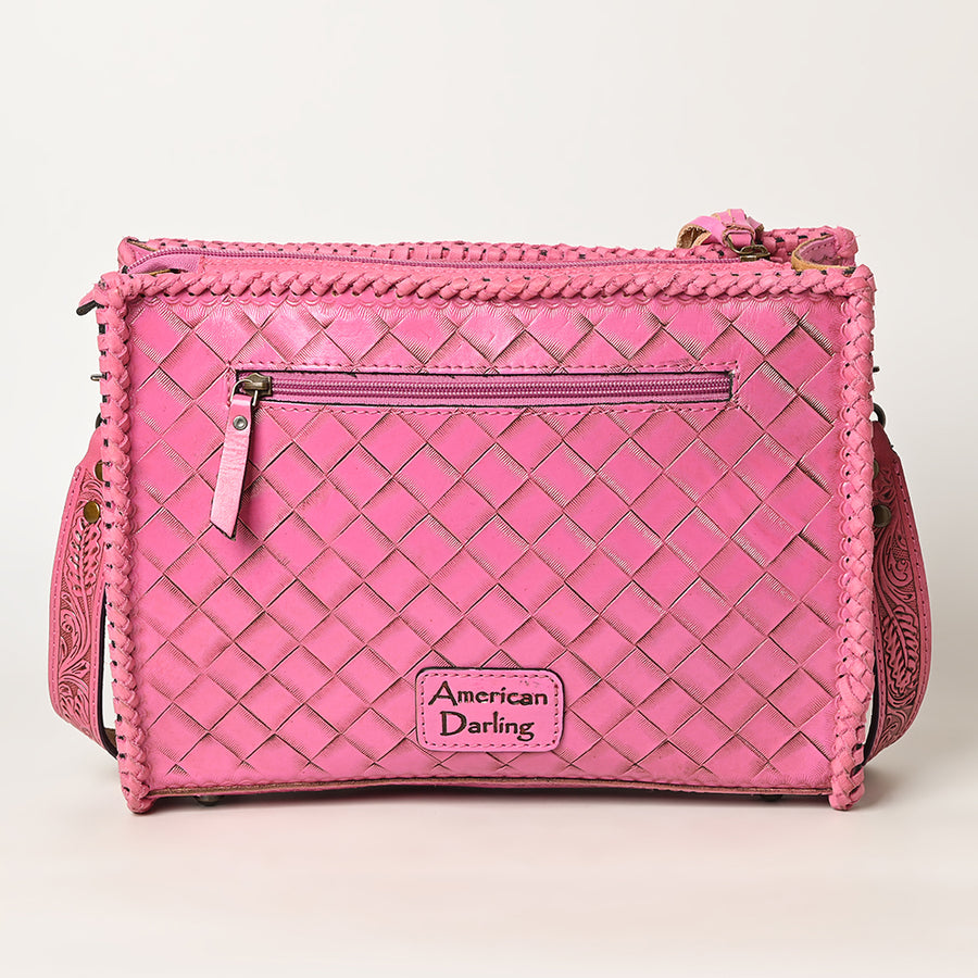 American Darling Western Hand-Tooled Leather Crossbody Bag – Genuine Floral Carved Women’s Purse with Strap and Fringe Detail