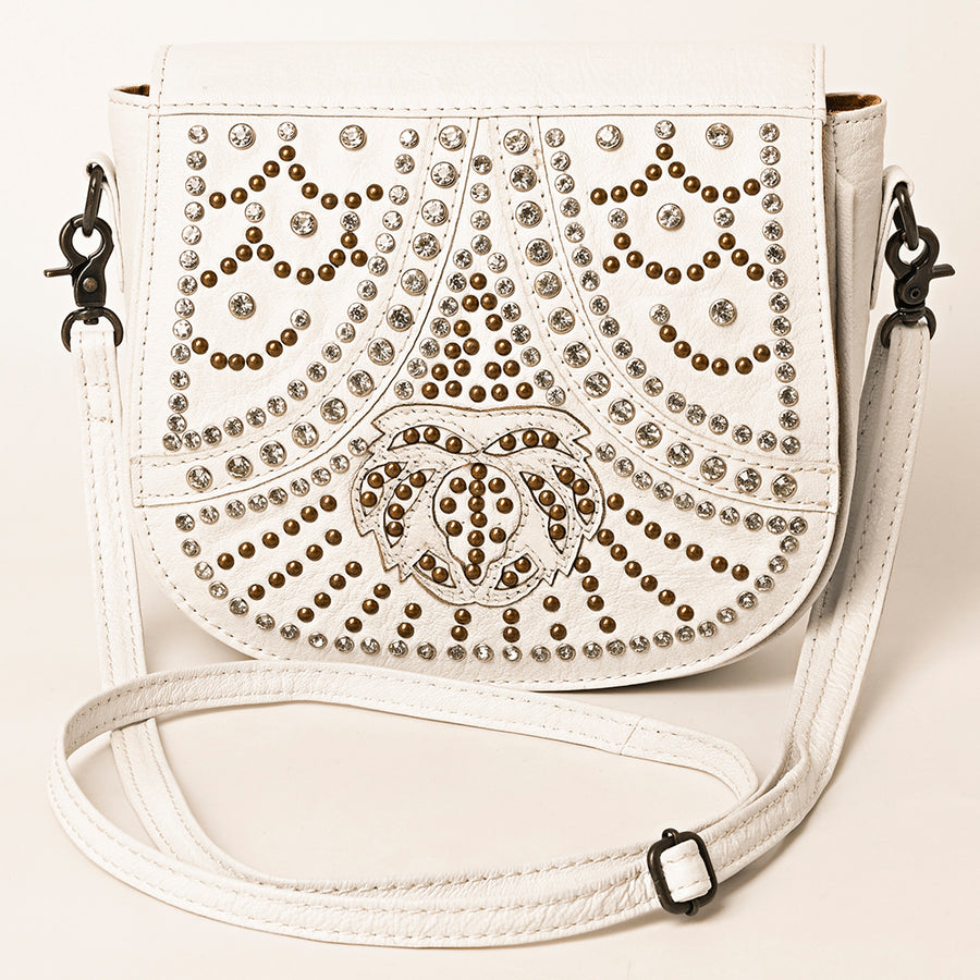 American Darling Western Leather Crossbody Bag – Genuine Artisan Riveted Women’s Purse with Adjustable Strap and Secure Storage