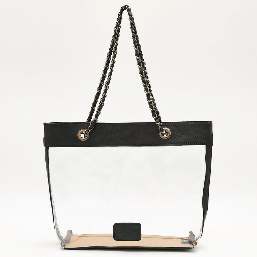 American Darling Western Clear Tote Bag – Hand-Tooled Genuine Leather Trim, Stadium-Approved, Lightweight Everyday Western Tote