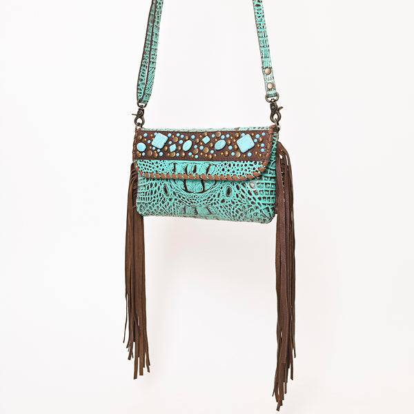 American Darling Western Wallet Handbag with Fringe - Crocodile Embossed Genuine Leather Purse - Uhorse