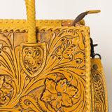 American Darling Hand Tooled Leather Tote Bag  Western Floral Carved Purse