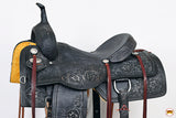 Hilason Western Horse Ranch Cutter American Leather Saddle Black