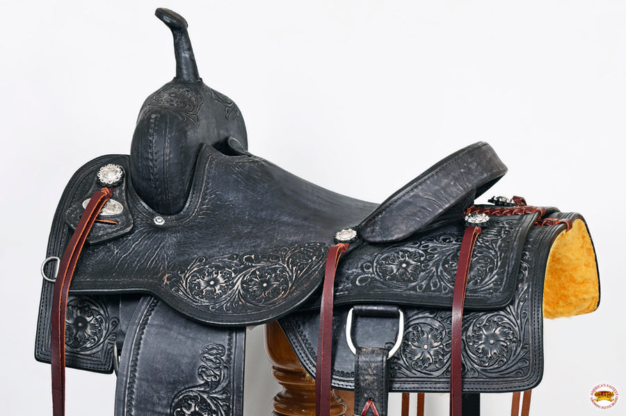 HILASON Western Horse Cutting Cutter Trail Pleasure American Leather Saddle