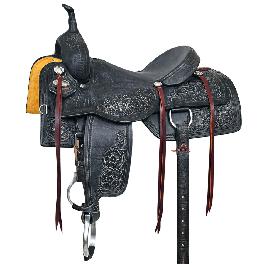 16 In HILASON Horse Cutting Cutter Trail Pleasure American Leather Saddle - Uhorse