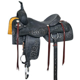 Hilason Western Horse Ranch Cutter American Leather Saddle Black