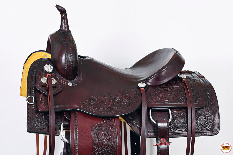 HILASON Western Horse Cutting Cutter Trail Pleasure American Leather Saddle