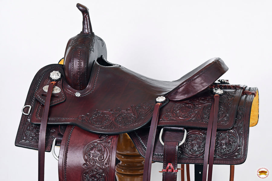 HILASON Western Horse Cutting Cutter Trail Pleasure American Leather Saddle