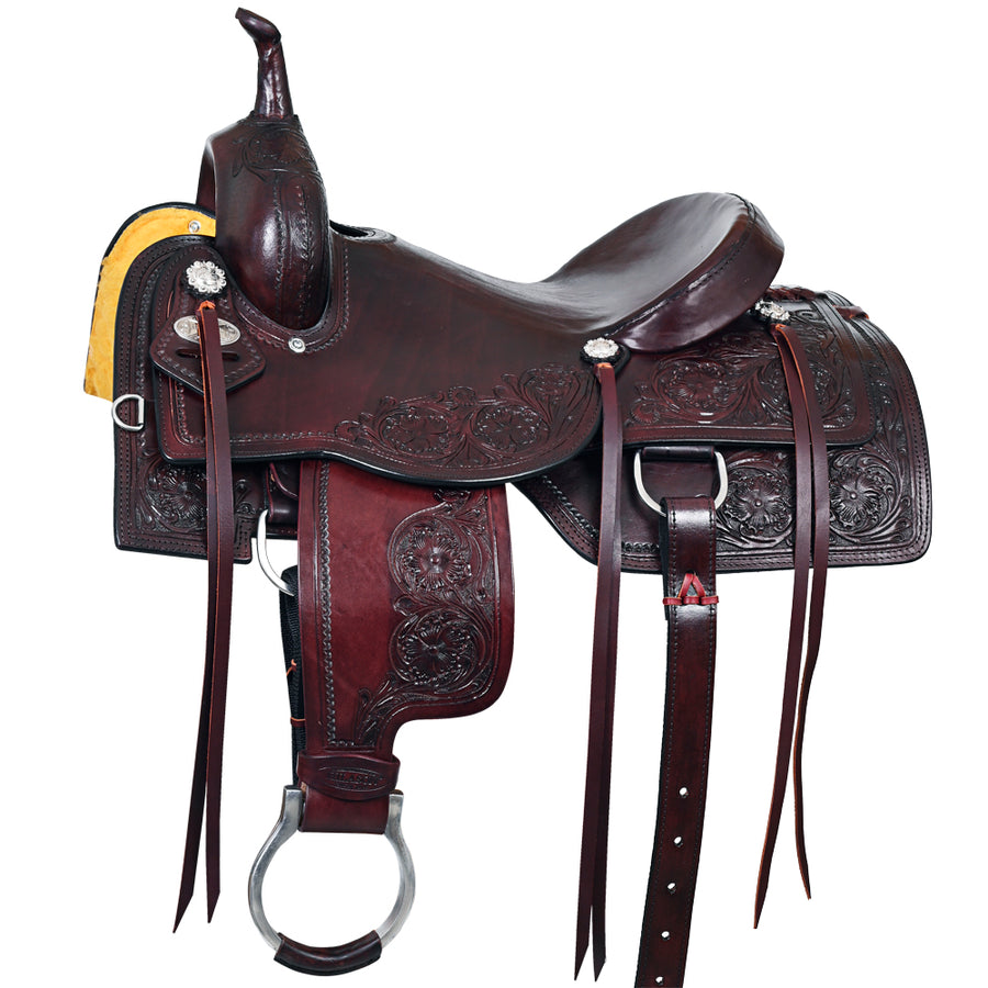 16 In HILASON Horse Cutting Cutter Trail Pleasure American Leather Saddle - Uhorse