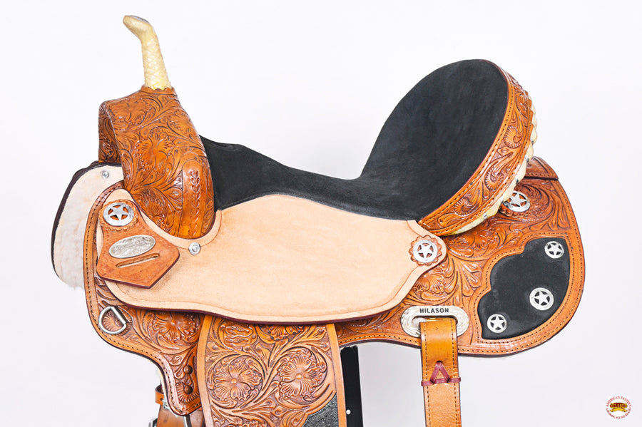 HILASON Western Horse Saddle American Leather Flex Trail Barrel | for Horses