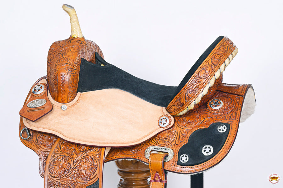 HILASON Western Horse Saddle American Leather Flex Trail Barrel | for Horses