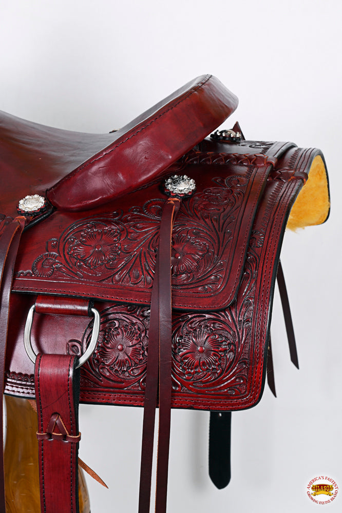 HILASON Western Horse Trail Show Saddle Synthetic Pleasure Riding | Hand Tooled | Horse Saddle | Western Saddle | Ranch roping saddle | Horse Leather Saddle | Saddle For Horses
