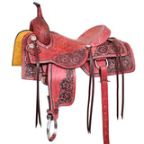 Hilason Western Horse Ranch Cutter American Leather Saddle Antique Mahogany