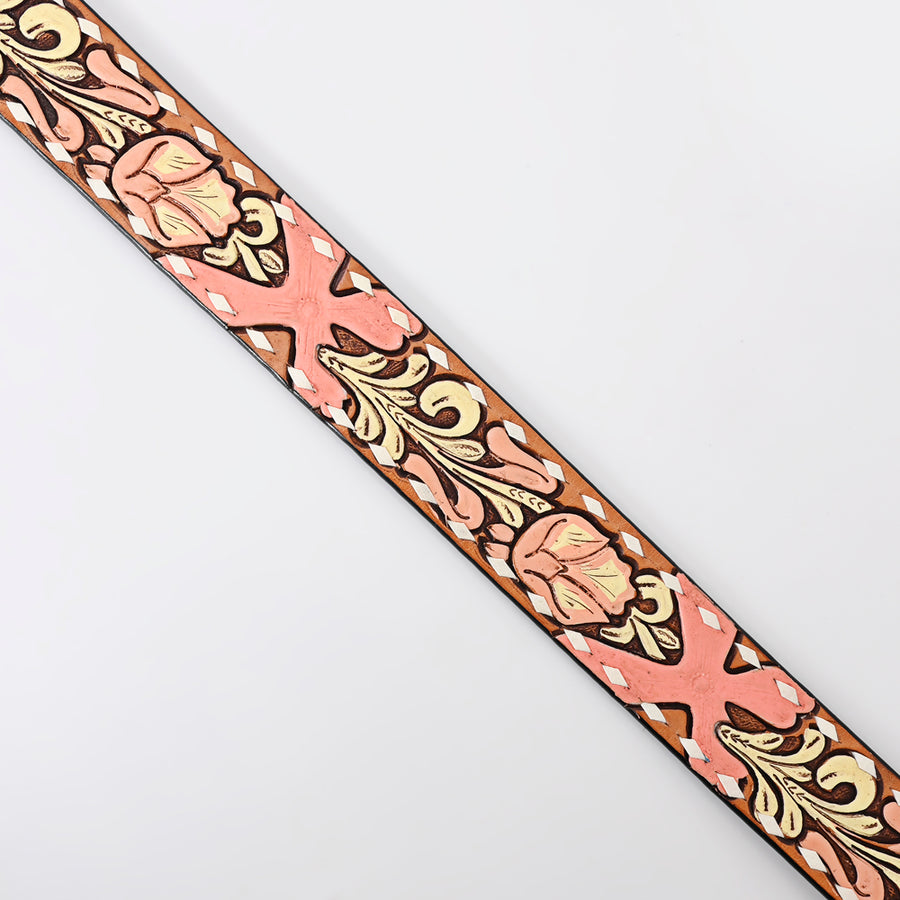 American Darling Beautifully Hand Tooled Brown Genuine Leather Belt Men and Women Western with Removable Buckle