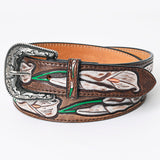 American Darling ADBLF166-L Beautifully Hand Tooled Genuine American Leather Belt Men and  Women