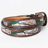 American Darling ADBLF166-L Beautifully Hand Tooled Genuine American Leather Belt Men and  Women