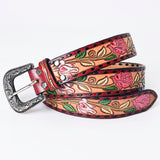 American Darling Beautifully Hand Tooled Tan Genuine American Leather Belt Men and Women Western Belt with Removable Buckle