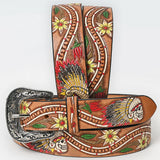 Beautifully Hand Tooled Hand Painted Genuine American Leather Belt Men and Women - Hilason