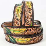 American Darling Beautifully Hand Tooled Black Genuine American Leather Belt Men and Women Western Belt with Removable Buckle