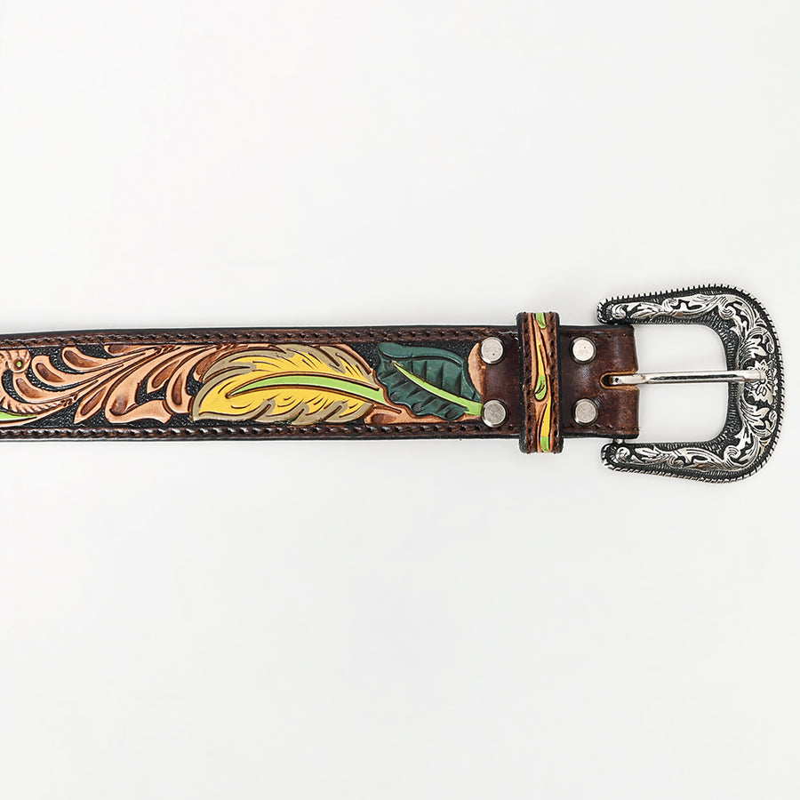 American Darling Beautifully Hand Tooled Black Genuine Leather Belt Men and Women Western with Removable Buckle
