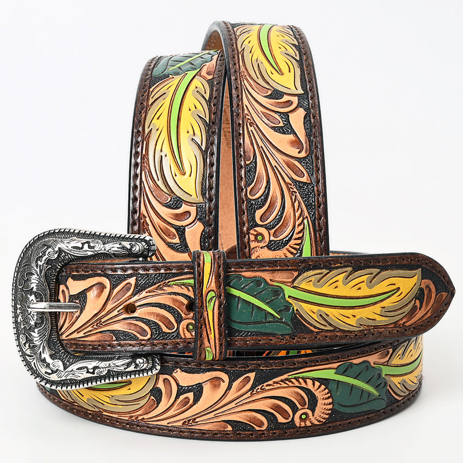 Beautifully Hand Tooled Hand Painted Genuine American Leather Belt Men by Hilason – Cowboy and equestrian accessories