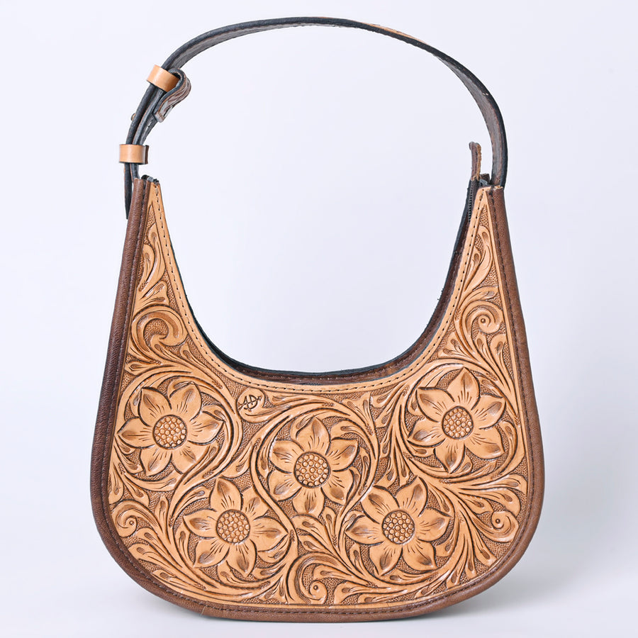 American Darling Hair-On Cowhide Hobo Bag, Genuine Leather Western Shoulder Bag with Tooled Strap and Spacious Interior