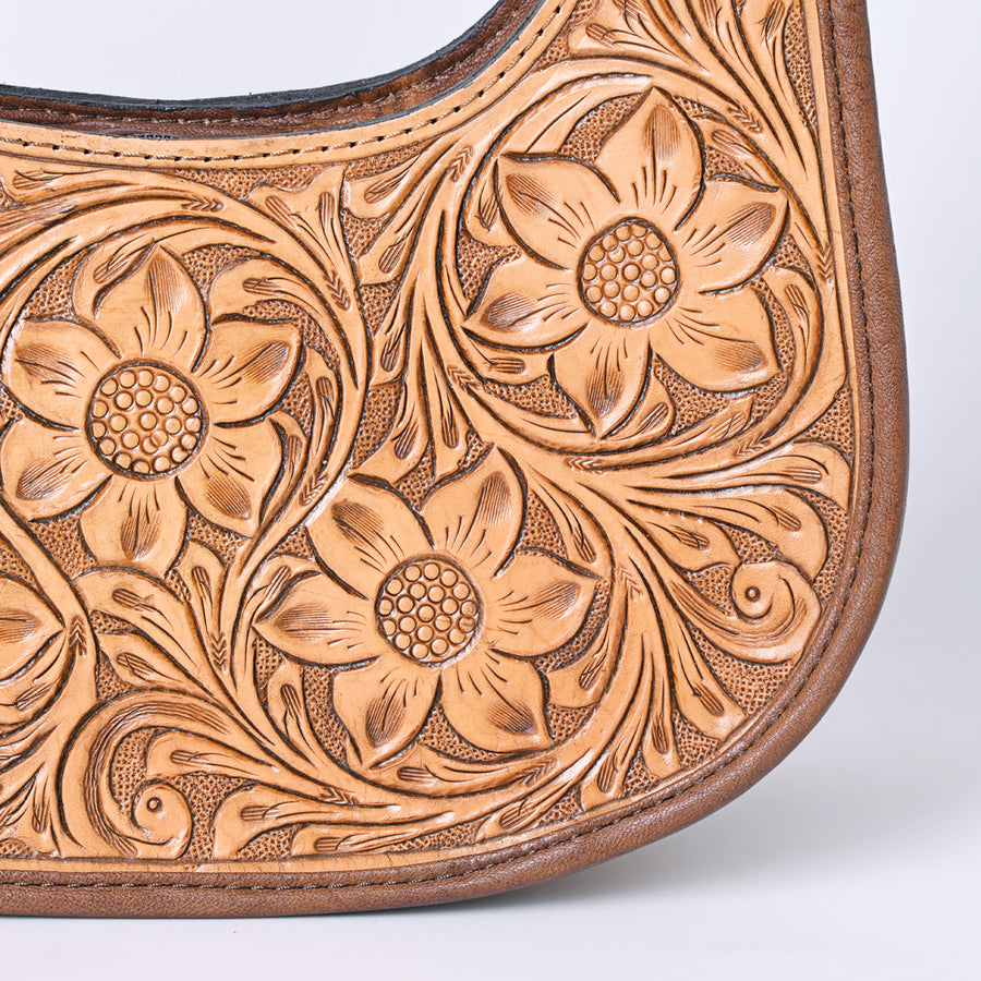 American Darling Hair-On Cowhide Hobo Bag, Genuine Leather Western Shoulder Bag with Tooled Strap and Spacious Interior
