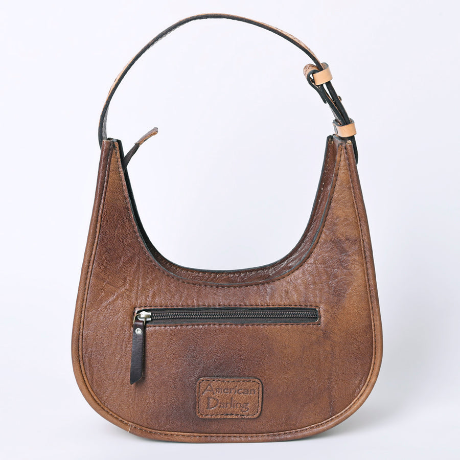 American Darling Hair-On Cowhide Hobo Bag, Genuine Leather Western Shoulder Bag with Tooled Strap and Spacious Interior