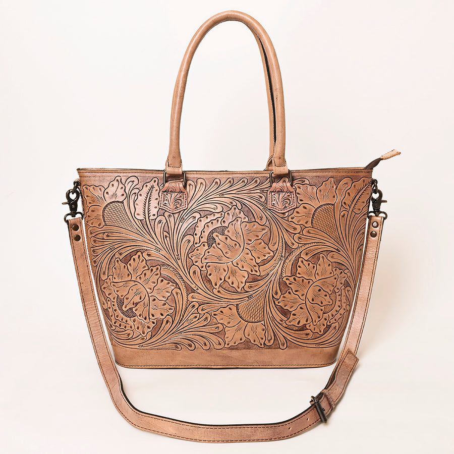 American Darling Hand-Tooled Western Leather Tote Bag | Genuine Floral Carved Shoulder Tote | Premium Artisan Design