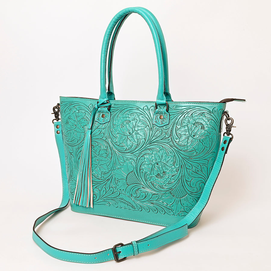 American Darling Hand-Tooled Western Leather Tote Bag | Genuine Floral Carved Shoulder Tote | Premium Artisan Design
