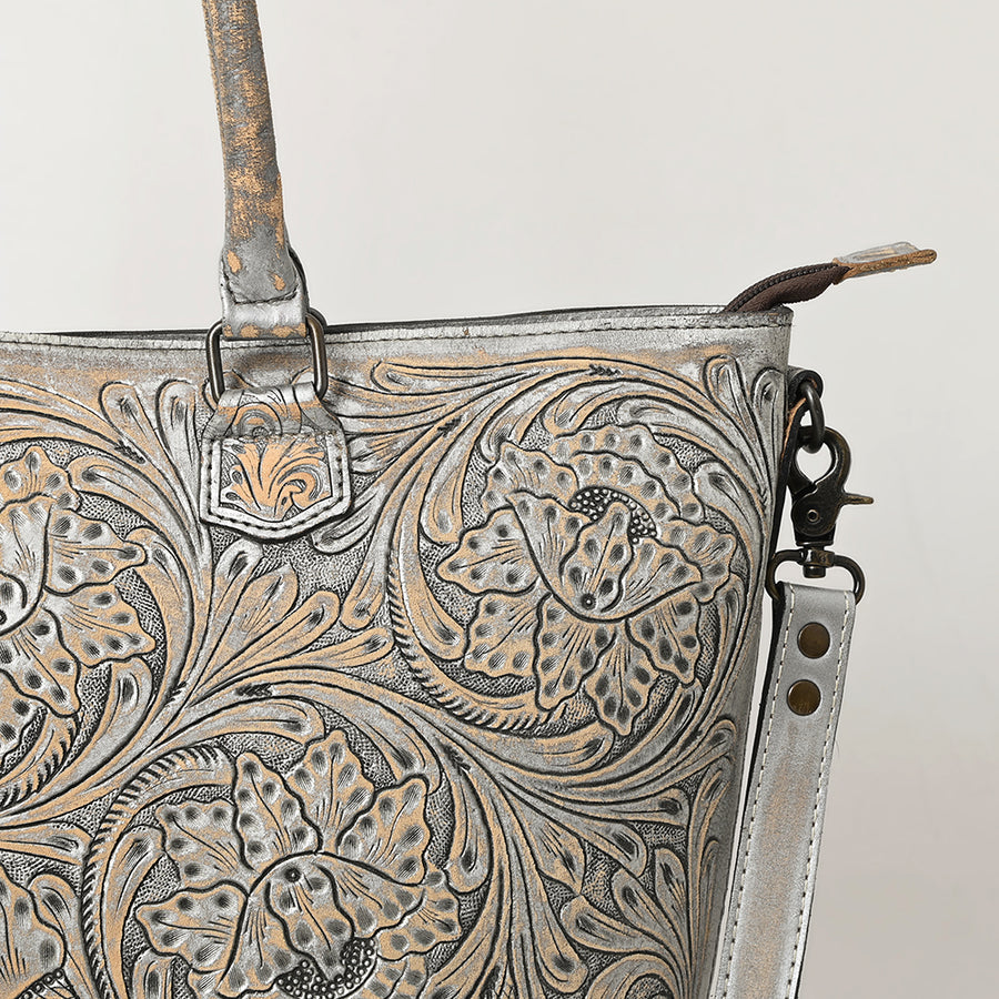American Darling Hand-Tooled Western Leather Tote Bag | Genuine Floral Carved Shoulder Tote | Premium Artisan Design