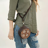American Darling Canteen Hand Tooled Genuine Leather Women Bag Western Canteen Handbag Purse |