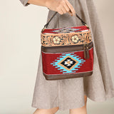 American Darling Jewelry Case Hand Tooled Saddle Blanket Hair On Genuine Leather Western Women Bag Handbag Purse | Cute