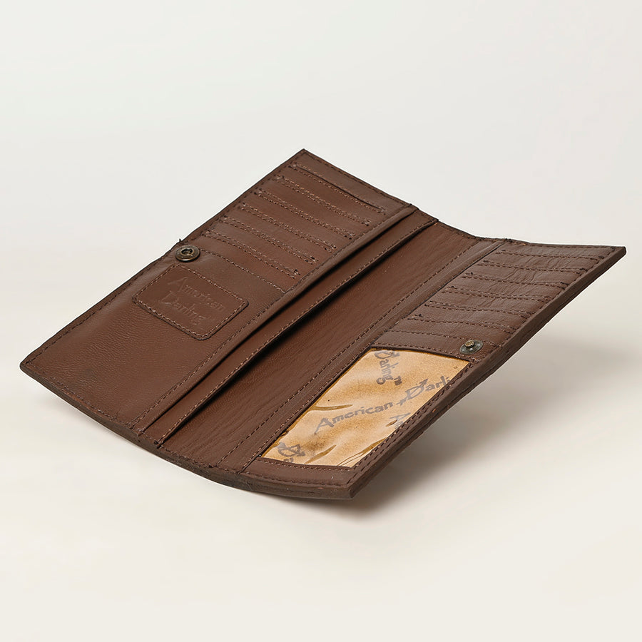 American Darling Hand Tooled Floral Carved Leather Clutch Bag Eco-Friendly Vegetable-Tanned Genuine Leather Western Wallet