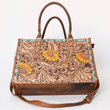 American Darling Briefcase Hand Tooled Genuine Leather Women Bag Western Handbag Purse