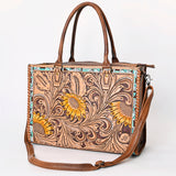 American Darling Briefcase Hand Tooled Genuine Leather Women Bag Western Handbag Purse